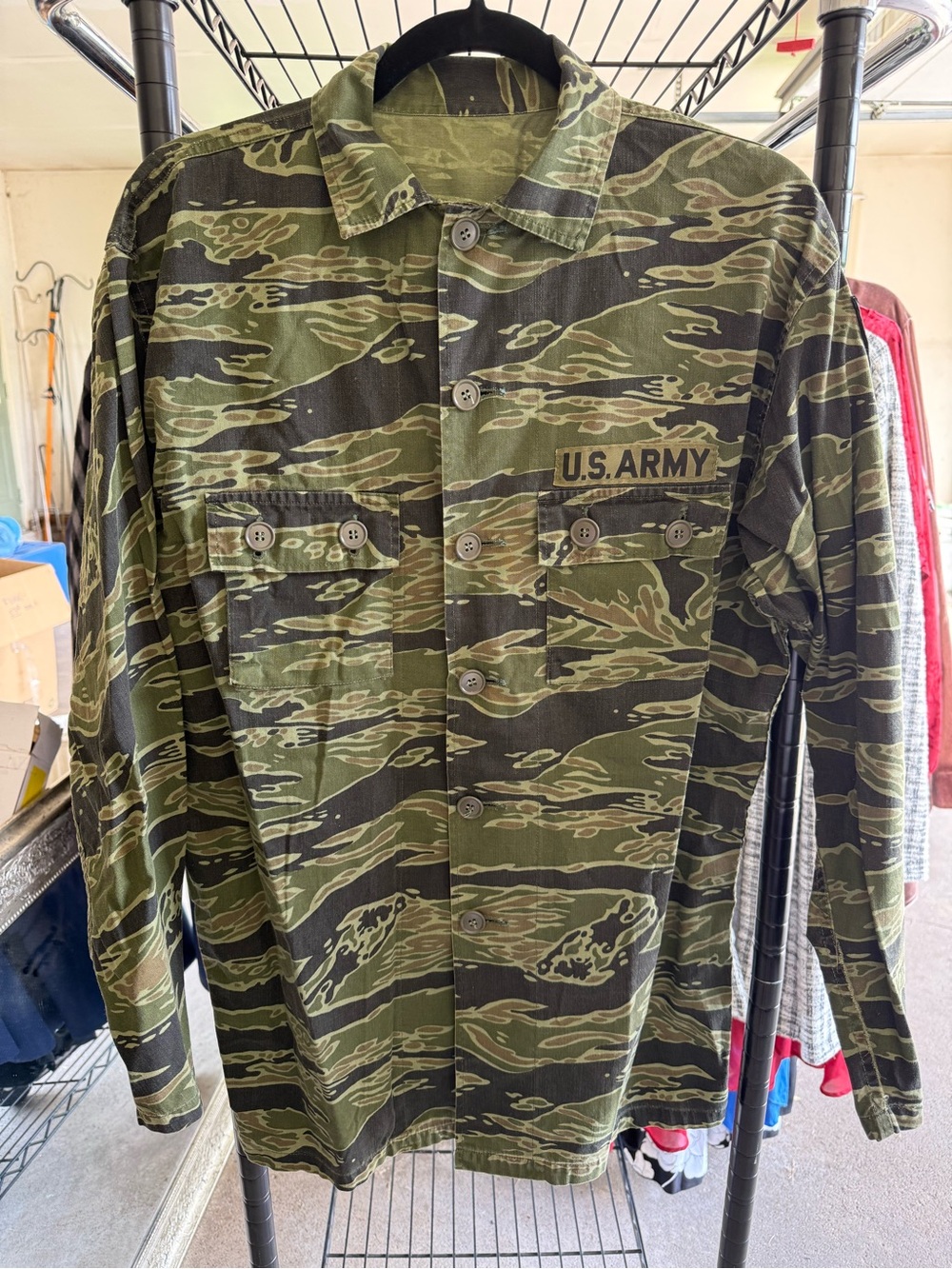 U.S. Army Men's Tiger Stripe Camouflage Field Shirt - Olive Green